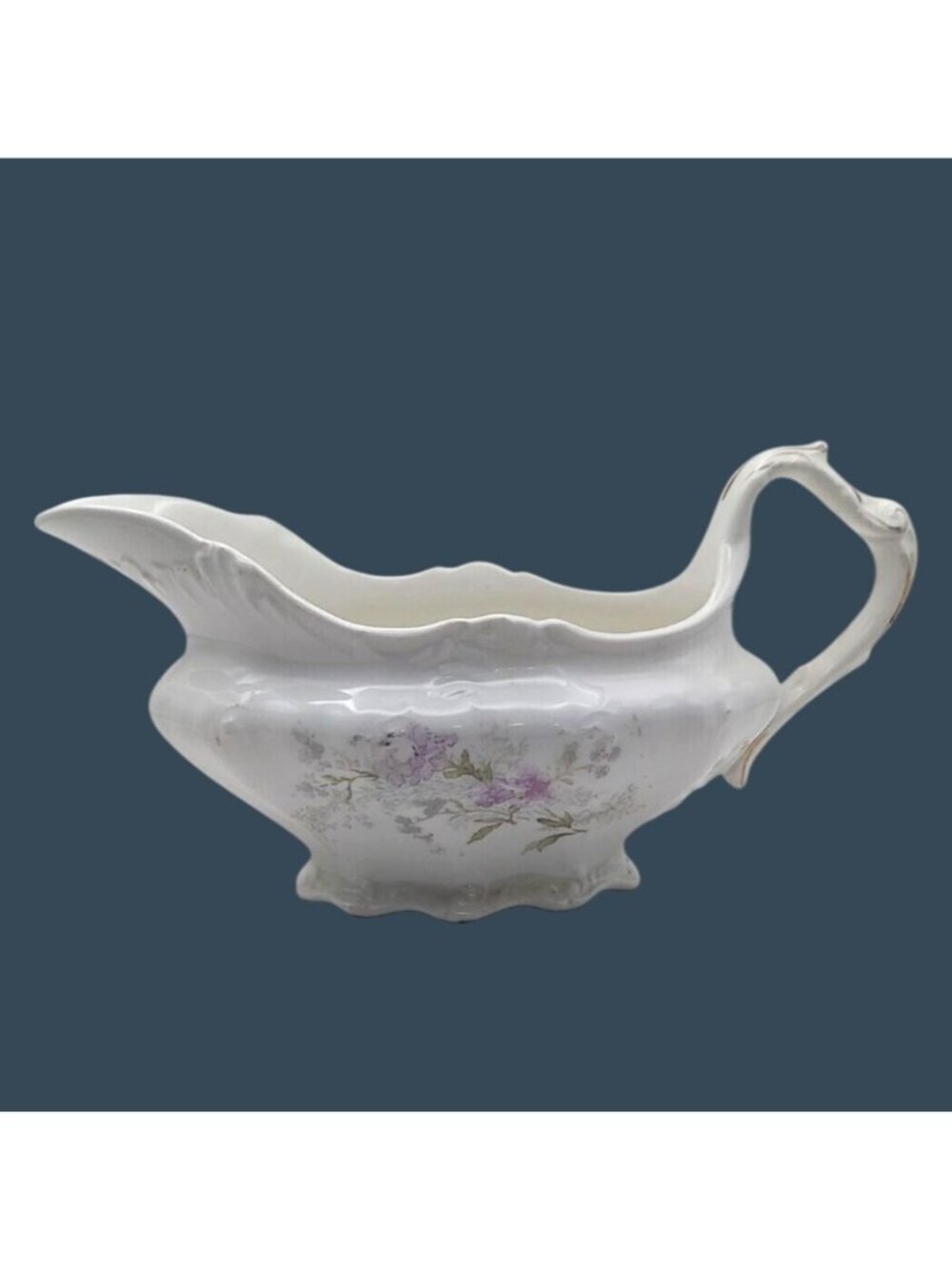Antique Johnson Bros Royal Semi-Porcelain Floral Gravy Boat England Victorian